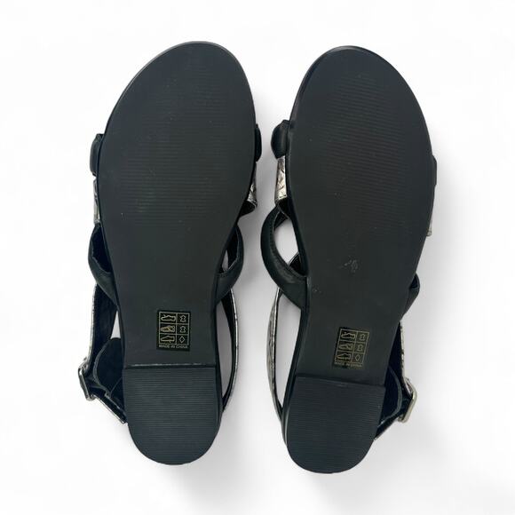 Intentionally Blank Women's Strappy Sandal EU 38 US 7.5-8 Black Silver Crinkle - Picture 5 of 7